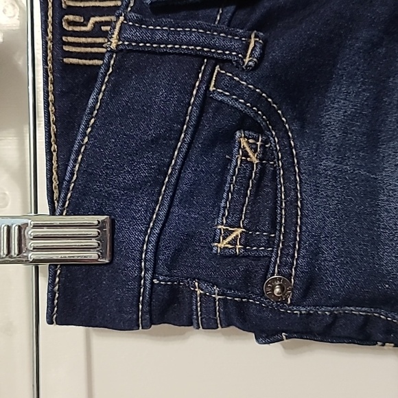 JUSTICE Blue Denim Mid Rise Dark Wash Jeggings - Size 6 Slim - Picture 3 of 10